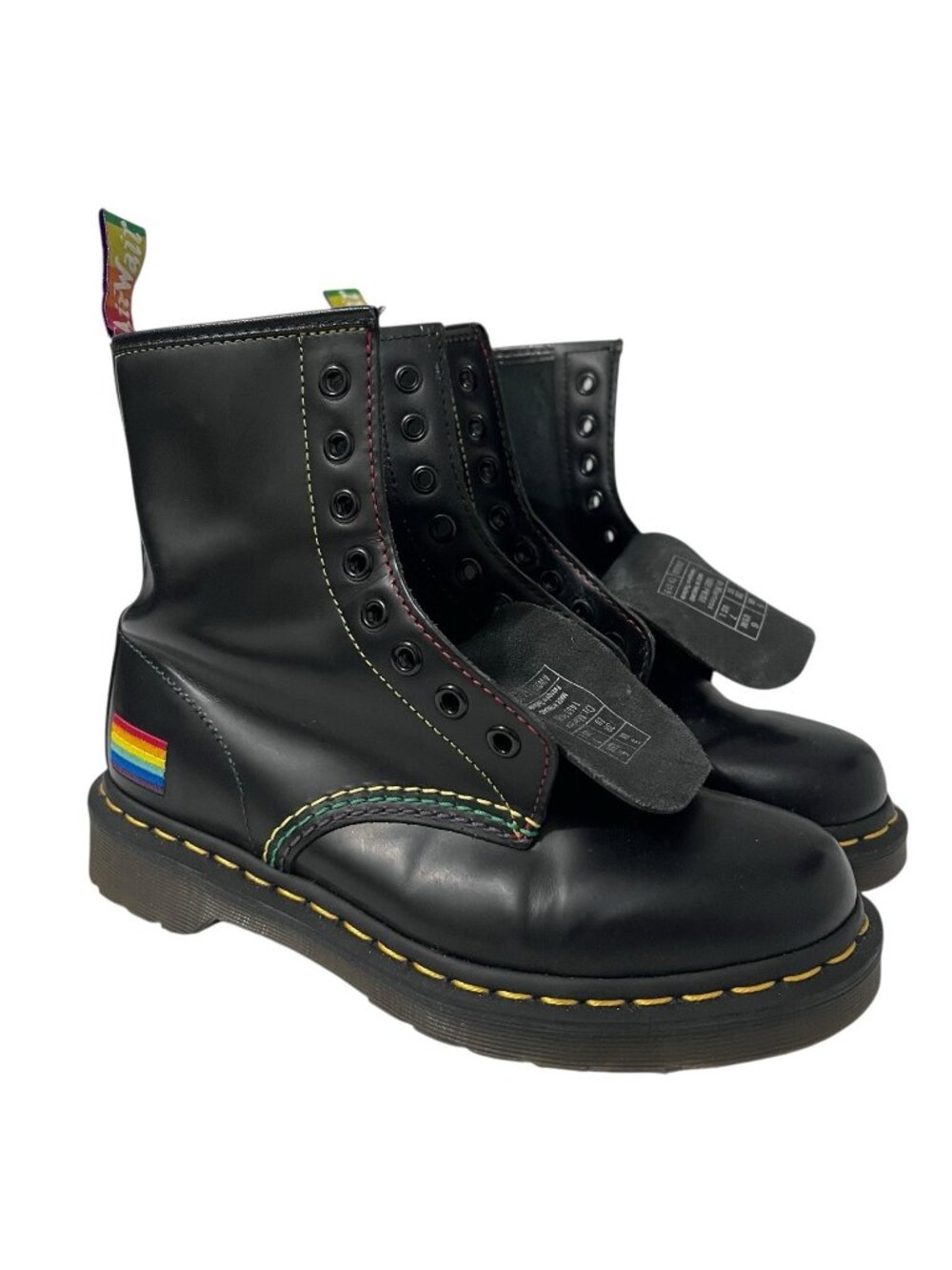 Dr Martens 1460 Rainbow Pride Black Leather Boots Womens 7